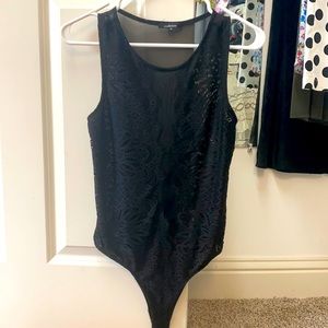 Deep V Mesh Bodysuit with See-through Back